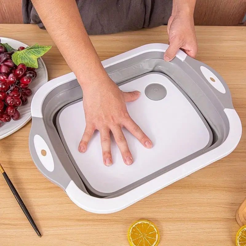 Folding Cutting Board with Basket