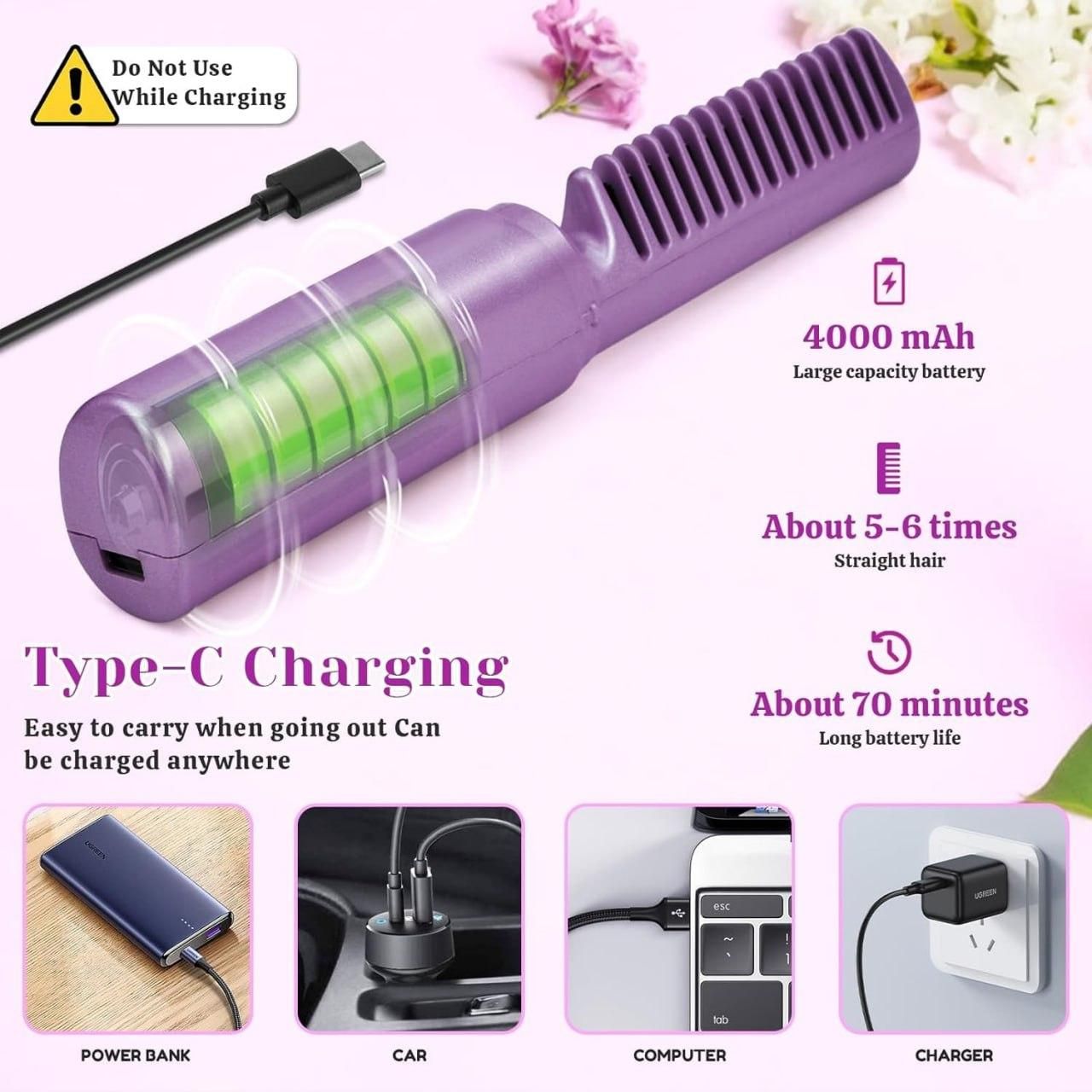 Mini Hair Comb Straightener